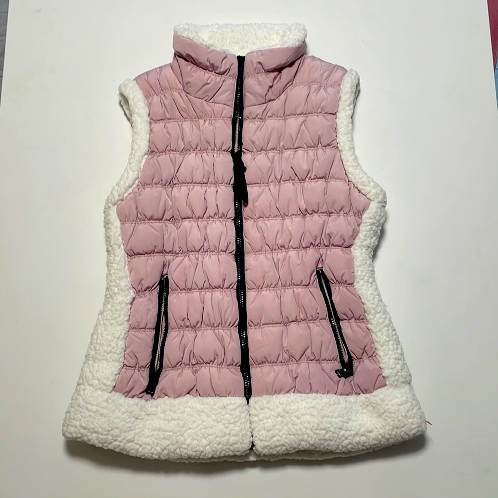 Pink and White Calvin Klein puffer vest, New size Large